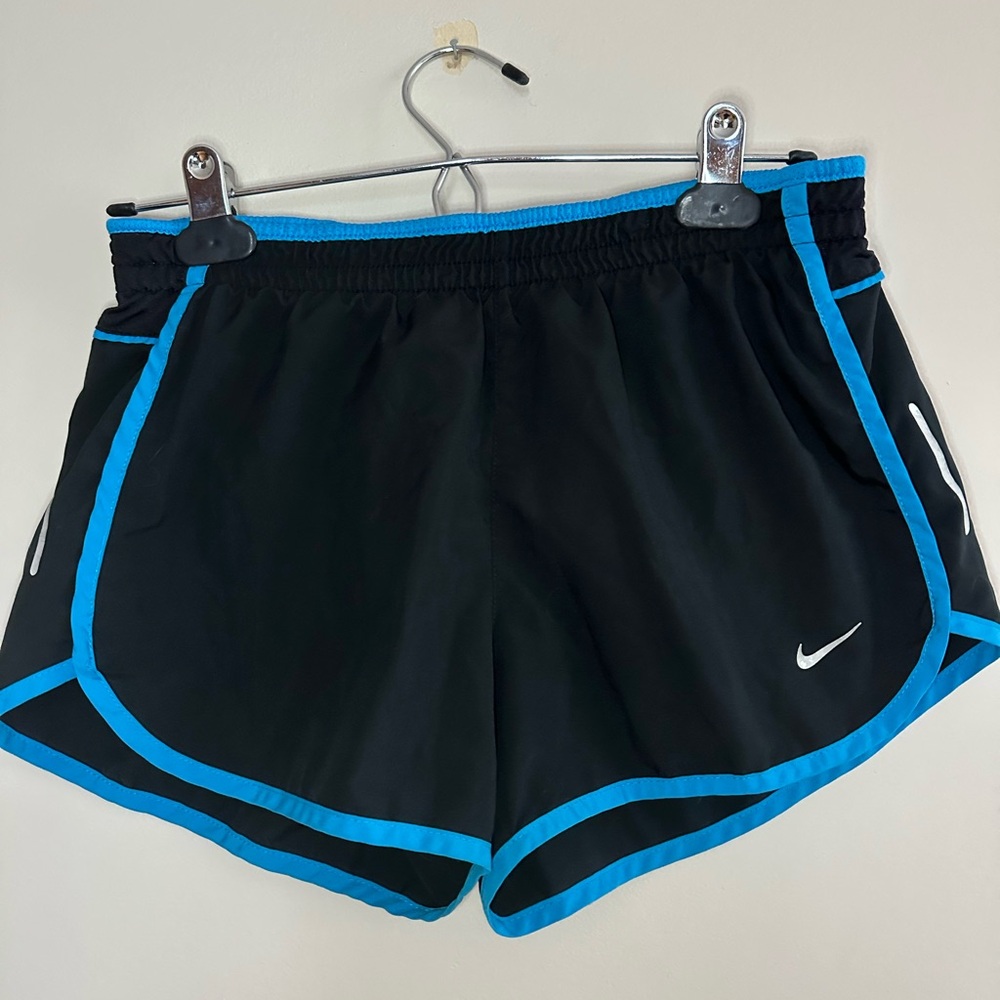 Nike Black Athletic Shorts with Blue Trim